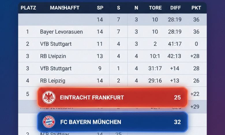 teilnehmer: eintracht frankfurt gegen fc bayern münchen tabelle