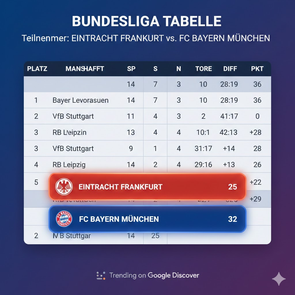 teilnehmer: eintracht frankfurt gegen fc bayern münchen tabelle