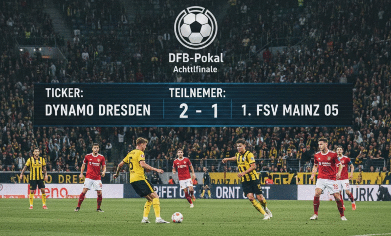 ticker: teilnehmer: dynamo dresden gegen 1. fsv mainz 05