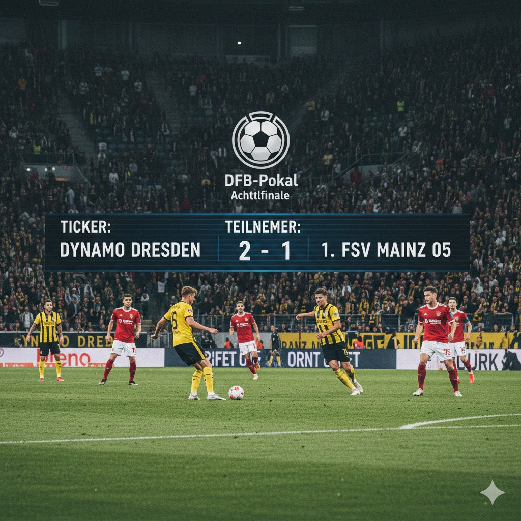 ticker: teilnehmer: dynamo dresden gegen 1. fsv mainz 05