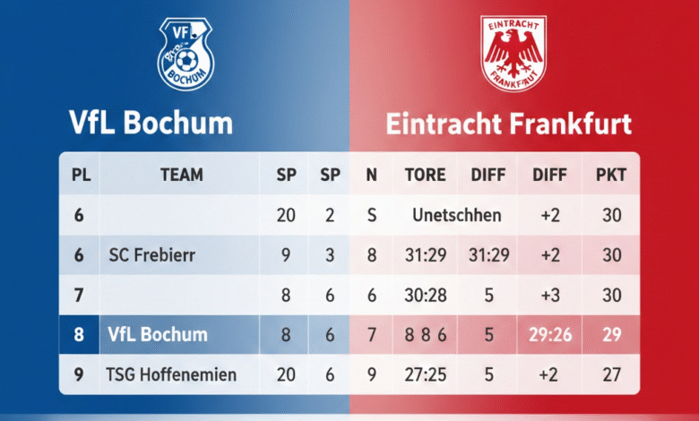 teilnehmer: vfl bochum gegen eintracht frankfurt tabelle