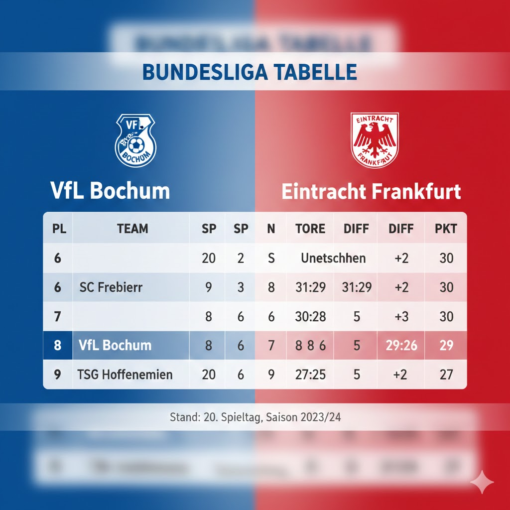 teilnehmer: vfl bochum gegen eintracht frankfurt tabelle