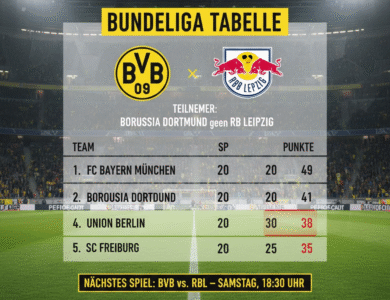 teilnehmer: borussia dortmund gegen rb leipzig tabelle